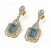 Image 3 : 13.73 ctw Aquamarine & Diamond Earrings 18K Yellow Gold - REF-872K8Y