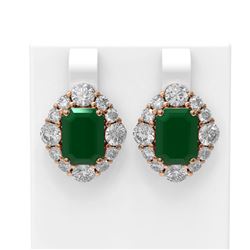 16.12 ctw Emerald & Diamond Earrings 18K Rose Gold - REF-654H5R