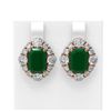 Image 1 : 16.12 ctw Emerald & Diamond Earrings 18K Rose Gold - REF-654H5R