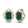Image 2 : 16.12 ctw Emerald & Diamond Earrings 18K Rose Gold - REF-654H5R