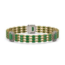 29.64 ctw Emerald & Diamond Bracelet 14K Yellow Gold - REF-418G2W