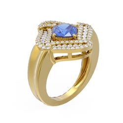 3.47 ctw Tanzanite & Diamond Ring 18K Yellow Gold - REF-272W8H