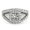 Image 1 : 1.85 ctw Certified VS/SI Princess Diamond Halo Ring 18k White Gold - REF-196A2N