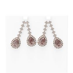 13.05 ctw Morganite & Diamond Earrings 18K Rose Gold - REF-581H8R