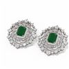 Image 3 : 18.43 ctw Emerald & Diamond Earrings 18K White Gold - REF-890G9W