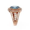 Image 2 : 4.89 ctw Blue Topaz & Diamond Ring 18K Rose Gold - REF-174N2F
