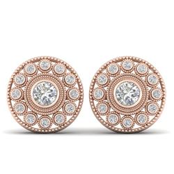 1.11 ctw VS/SI Diamond Art Deco Stud Earrings 14k Rose Gold - REF-134N5F
