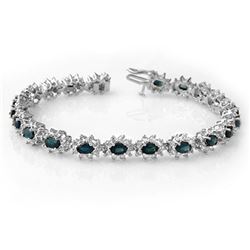 12.0 ctw Blue Sapphire & Diamond Bracelet 18k White Gold - REF-414F2M