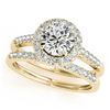 Image 1 : 1.81 ctw Certified VS/SI Diamond 2pc Wedding Set Halo 14k Yellow Gold - REF-327H3R