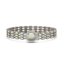 24.2 ctw Opal & Diamond Bracelet 14K White Gold - REF-342Y9X