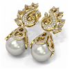 Image 3 : 3.13 ctw Diamond & Pearl Earrings 18K Yellow Gold - REF-316K8Y