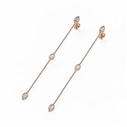 1.5 ctw Marquise Diamond Station Earrings 18K Rose Gold - REF-229Y8X