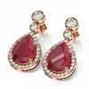 Image 3 : 3.1 ctw Ruby & Diamond Earrings 18K Rose Gold - REF-134K2Y