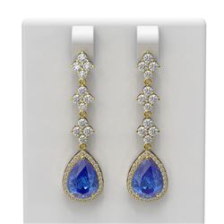 8.82 ctw Tanzanite & Diamond Earrings 18K Yellow Gold - REF-425R5K