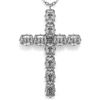 Image 1 : 2.5 ctw Emerald Cut Diamond Cross Necklace 18K White Gold - REF-391W6H