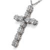 Image 3 : 2.5 ctw Emerald Cut Diamond Cross Necklace 18K White Gold - REF-391W6H