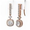 Image 3 : 3 ctw Cushion Cut Diamond Designer Earrings 18K Rose Gold - REF-617X8A