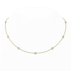 2.25 ctw Diamond Station Necklace 18K Yellow Gold - REF-355H5R