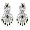 Image 1 : 17.30 ctw Green Tourmaline & Diamond Earrings 14k White Gold - REF-490H9R