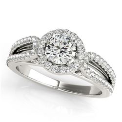 1.15 ctw Certified VS/SI Diamond Halo Ring 18k White Gold - REF-153K5Y