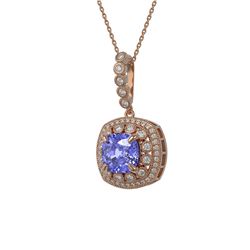 7.19 ctw Tanzanite & Diamond Victorian Necklace 14K Rose Gold - REF-290Y9X