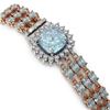Image 2 : 23.78 ctw Aquamarine & Diamond Bracelet 14K Rose Gold - REF-306H9R