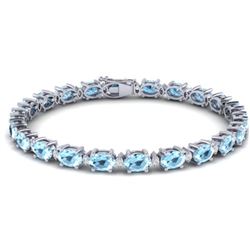 21.2 ctw Aquamarine & VS/SI Diamond Eternity Bracelet 10k White Gold - REF-263G6W