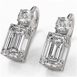 1.8 ctw Emerald Cut Diamond Designer Earrings 18K White Gold - REF-364G3W