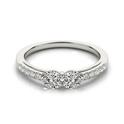 0.85 ctw VS/SI Diamond 2 Stone 2 Stone Ring 18k White Gold - REF-83H2R