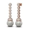 Image 2 : 2.75 ctw Diamond & Pearl Earrings 18K Rose Gold - REF-229M6G