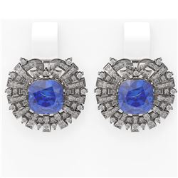 13.05 ctw Tanzanite & Diamond Earrings 18K White Gold - REF-618W2H