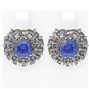 Image 1 : 13.05 ctw Tanzanite & Diamond Earrings 18K White Gold - REF-618W2H