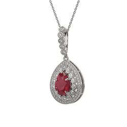 4.97 ctw Certified Ruby & Diamond Victorian Necklace 14K White Gold - REF-160Y2X