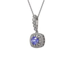2.6 ctw Tanzanite & Diamond Victorian Necklace 14K White Gold - REF-100N2F
