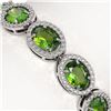 Image 3 : 21.13 ctw Peridot & Diamond Micro Pave Halo Bracelet 10k White Gold - REF-290A9N