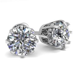 2.0 ctw VS/SI Diamond Stud Earrings Vintage 18k White Gold - REF-466R4K