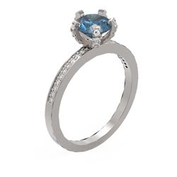 1.35 ctw Intense Blue Diamond Ring 18K White Gold - REF-201X8A