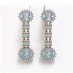 10.4 ctw Aquamarine & Diamond Earrings 14K Rose Gold - REF-236X4A