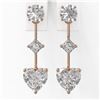 Image 2 : 2.32 ctw Heart Diamond Designer Earrings 18K Rose Gold - REF-416K3Y