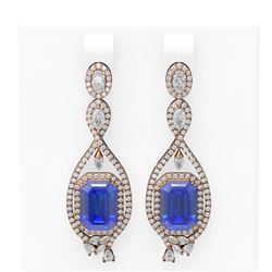 13.08 ctw Tanzanite & Diamond Earrings 18K Rose Gold - REF-872R8K
