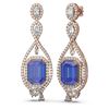 Image 2 : 13.08 ctw Tanzanite & Diamond Earrings 18K Rose Gold - REF-872R8K
