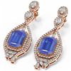 Image 3 : 13.08 ctw Tanzanite & Diamond Earrings 18K Rose Gold - REF-872R8K