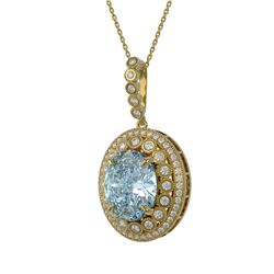 16.72 ctw Sky Topaz & Diamond Victorian Necklace 14K Yellow Gold - REF-221F3M