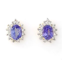4.25 ctw Tanzanite & Diamond Earrings 14k Yellow Gold - REF-98H5R