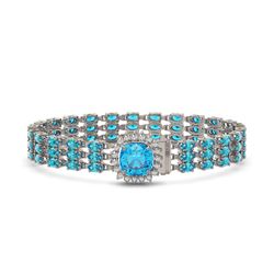 29.89 ctw Swiss Topaz & Diamond Bracelet 14K White Gold - REF-281X8A