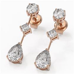 2.32 ctw Pear Cut Diamond Designer Earrings 18K Rose Gold - REF-312H8R