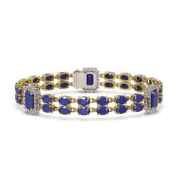 19.49 ctw Sapphire & Diamond Bracelet 14K Yellow Gold - REF-252F8M