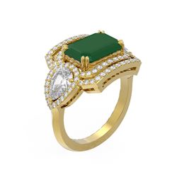 8.23 ctw Emerald & Diamond Ring 18K Yellow Gold - REF-627Y3X