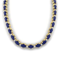 71.85 ctw Sapphire & VS/SI Diamond Eternity Necklace 10k Yellow Gold - REF-563M6G