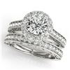 Image 1 : 1.81 ctw Certified VS/SI Diamond 2pc Wedding Set Halo 14k White Gold - REF-185W8H
